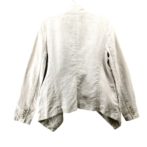 Michael Kors 100% Linen Jacket Womens Size 4 Beige Blazer Open Front Waterfall - Picture 2 of 9